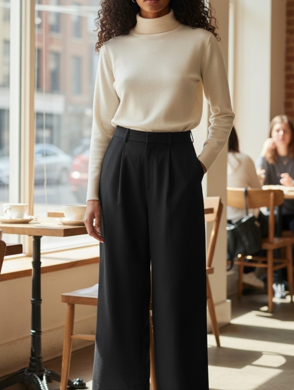 Fashion Nova Black Wide-Leg High-Waist Trousers